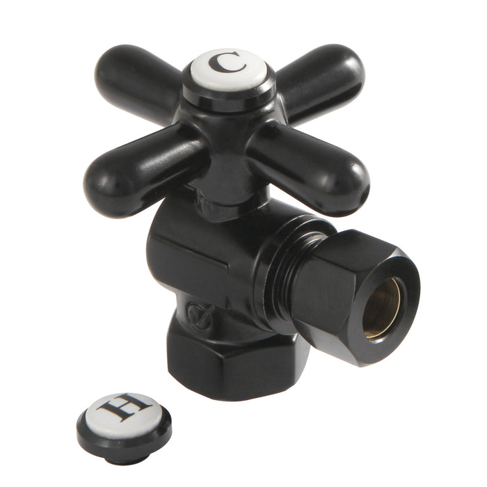 Kingston Heirloom CC33100X - Vintage 3/8-Inch FIP x 3/8-Inch O.D. Comp Quarter-Turn Angle Shut-Off Valve, Matte Black
