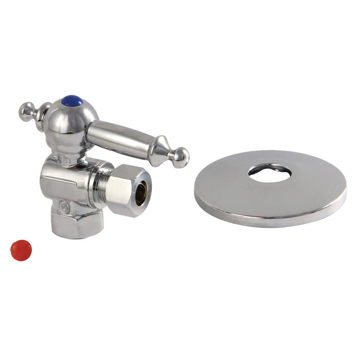 Kingston Tulare CC33101TLK 3/8-Inch FIP x 3/8-Inch O.D. Comp Quarter-Turn Angle Shut-Off Valve with Flange, Polished Chrome