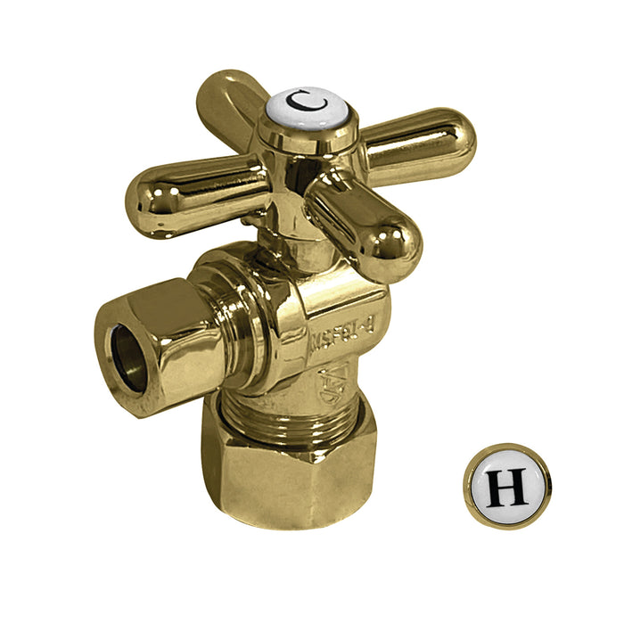 Kingston Heirloom CC33102X - Vintage 3/8-Inch FIP x 3/8-Inch O.D. Comp Quarter-Turn Angle Shut-Off Valve, Polished Brass