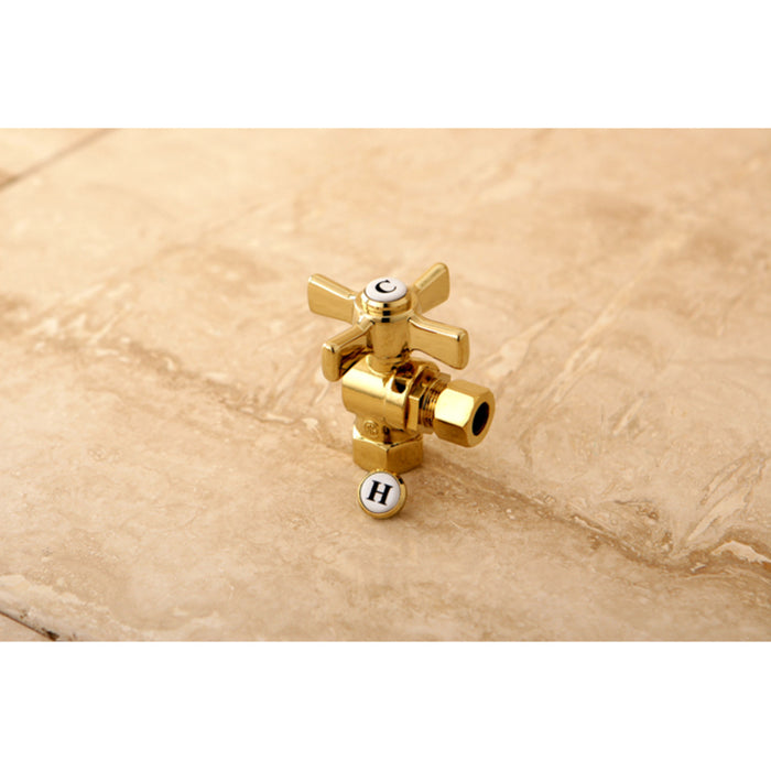 Kingston Tulare CC33102ZX - Millennium 3/8-Inch FIP x 3/8-Inch O.D. Comp Quarter-Turn Angle Shut-Off Valve, Polished Brass