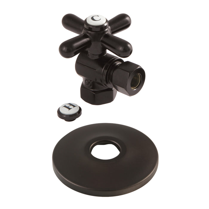 Kingston Heirloom CC33105XK - Vintage 3/8-Inch FIP x 3/8-Inch O.D. Comp Quarter-Turn Angle Shut-Off Valve with Flange, Oil Rubbed Bronze