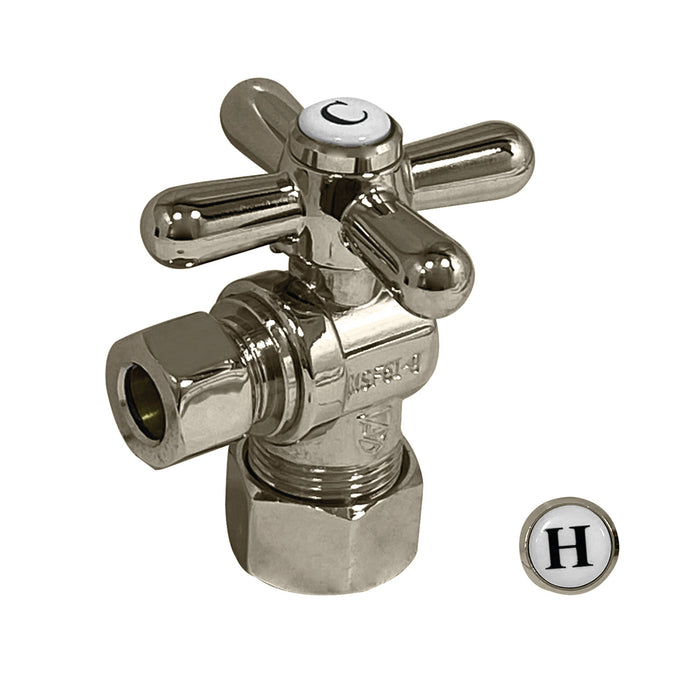 Kingston Heirloom CC33108X - Vintage 3/8-Inch FIP x 3/8-Inch O.D. Comp Quarter-Turn Angle Shut-Off Valve, Brushed Nickel