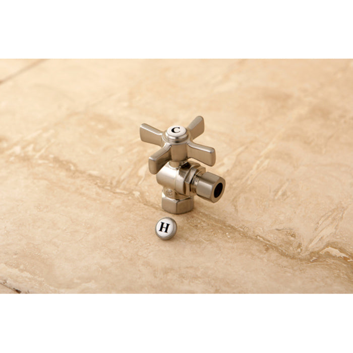 Kingston Tulare CC33108ZX - Millennium 3/8-Inch FIP x 3/8-Inch O.D. Comp Quarter-Turn Angle Shut-Off Valve, Brushed Nickel