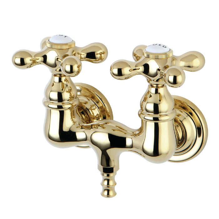Kingston Heirloom CC37T2 - Vintage Two-Handle 2-Hole Tub Wall Mount Tub Faucet, Polished Brass
