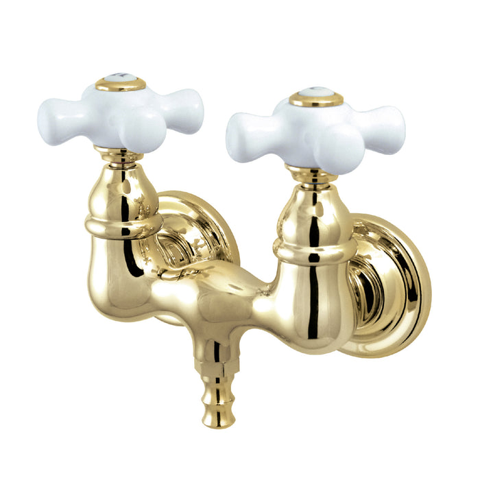 Kingston Heirloom CC39T2 - Vintage Two-Handle 2-Hole Tub Wall Mount Tub Faucet, Polished Brass