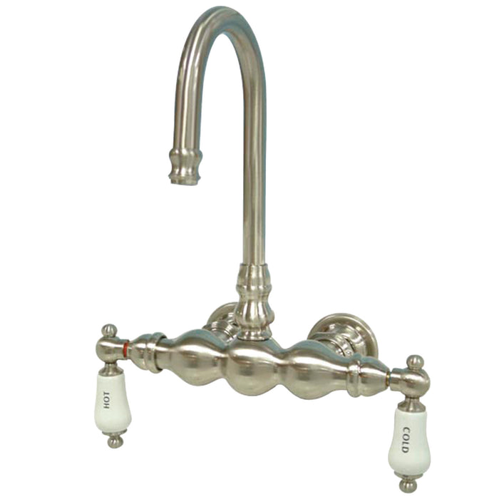 Kingston Heirloom CC3T8 - Vintage Two-Handle 2-Hole Tub Wall Mount Clawfoot Tub Faucet, Brushed Nickel