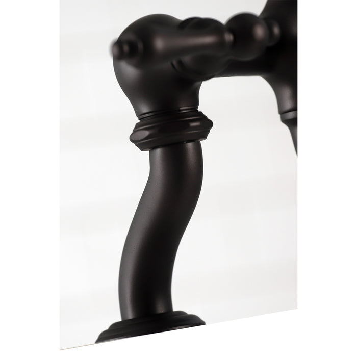 Kingston Heirloom CC409T5 - Vintage Three-Handle 2-Hole Deck-Mount Clawfoot Tub Faucet with Hand Shower, Oil Rubbed Bronze