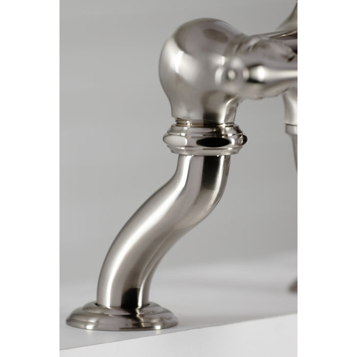 Kingston Heirloom CC409T8 - Vintage Three-Handle 2-Hole Deck-Mount Clawfoot Tub Faucet with Hand Shower, Brushed Nickel