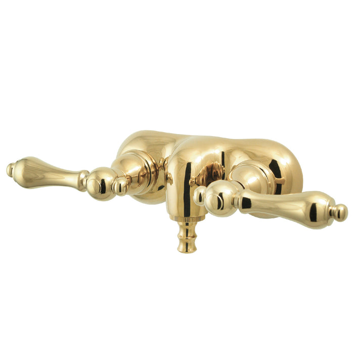 Kingston Heirloom CC41T2 - Vintage Two-Handle 2-Hole Tub Wall Mount Clawfoot Tub Faucet, Polished Brass
