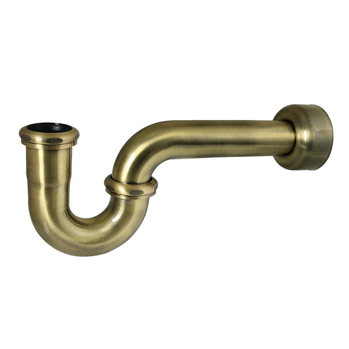 Kingston Trimscape CC4243 1-1/4 (or 1-1/2) x 1-1/2 Inch Decor P-Trap with High Box Flange, 13-1/16 Inch Length, 18 Gauge, Antique Brass