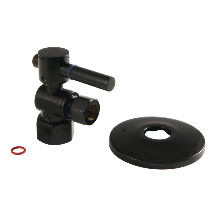 Kingston Sona CC43100DLK - Concord 1/2-Inch FIP x 3/8-Inch O.D. Comp Quarter-Turn Angle Shut-Off Valve with Flange, Matte Black