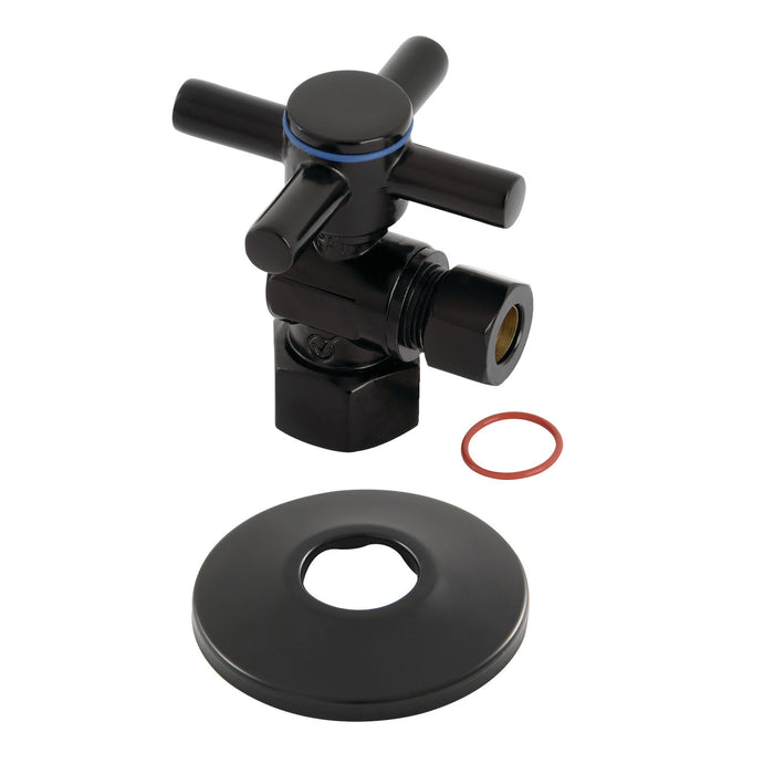 Kingston Sona CC43100DXK 1/2-Inch FIP x 3/8-Inch O.D. Comp Quarter-Turn Angle Shut-Off Valve with Flange, Matte Black