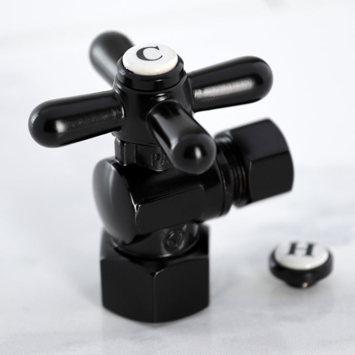 Kingston Heirloom CC43100X - Vintage 1/2-Inch FIP x 3/8-Inch O.D. Comp Quarter-Turn Angle Shut-Off Valve, Matte Black