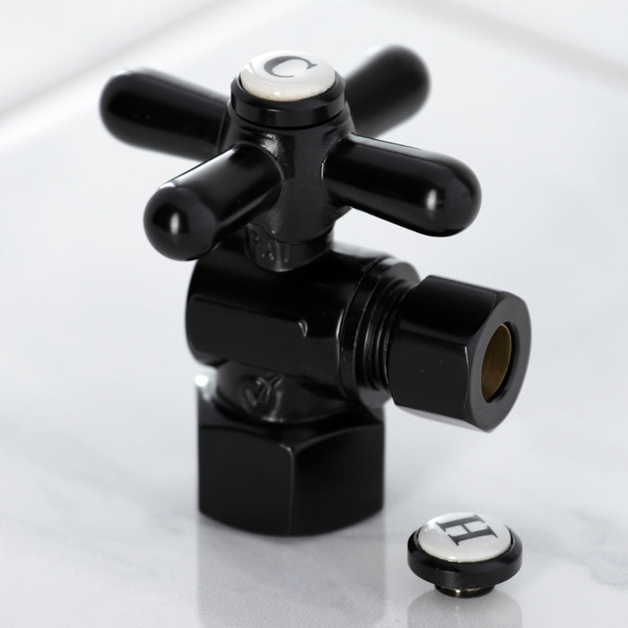Kingston Heirloom CC43100X - Vintage 1/2-Inch FIP x 3/8-Inch O.D. Comp Quarter-Turn Angle Shut-Off Valve, Matte Black