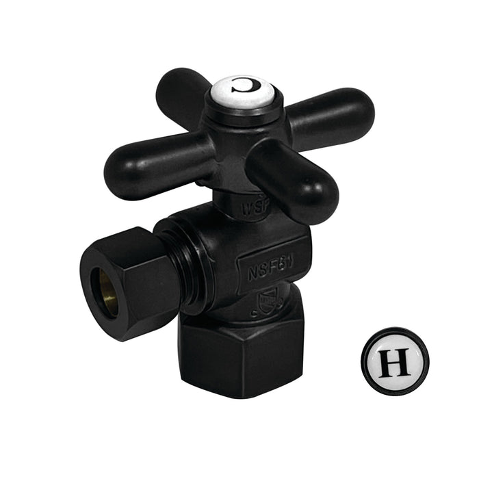 Kingston Heirloom CC43100X - Vintage 1/2-Inch FIP x 3/8-Inch O.D. Comp Quarter-Turn Angle Shut-Off Valve, Matte Black