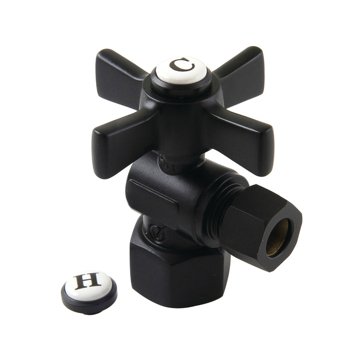 Kingston Tulare CC43100ZX - Millennium 1/2-Inch FIP x 3/8-Inch O.D. Comp Quarter-Turn Angle Shut-Off Valve, Matte Black