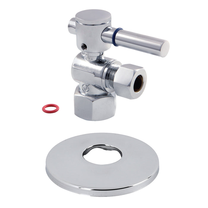 Concord CC43101DLK 1/2-Inch FIP x 3/8-Inch O.D. Comp Quarter-Turn Angle Shut-Off Valve with Flange, Polished Chrome