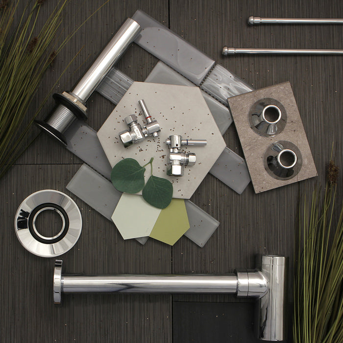 Kingston Sona CC43101DLVKB30 - Trimscape Modern Plumbing Sink Trim Kit with Bottle Trap and Drain, Polished Chrome