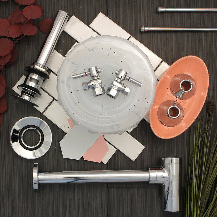 Trimscape CC43101DLVOKB30 Modern Plumbing Sink Trim Kit with Bottle Trap and Overflow Drain, Polished Chrome