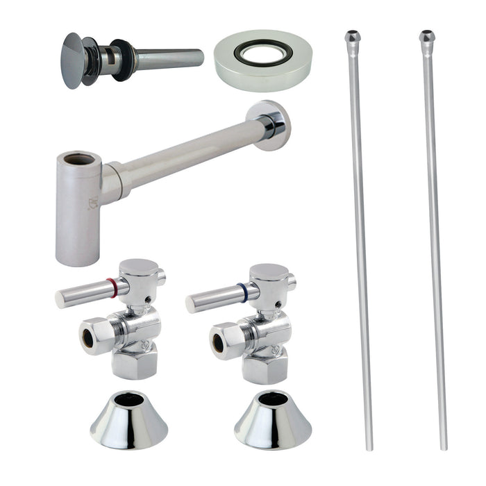 Trimscape CC43101DLVOKB30 Modern Plumbing Sink Trim Kit with Bottle Trap and Overflow Drain, Polished Chrome