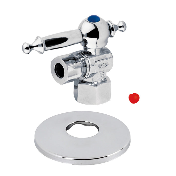 Kingston Tulare CC43101TLK1/2-Inch FIP x 3/8-Inch O.D. Comp Quarter-Turn Angle Shut-Off Valve with Flange, Polished Chrome