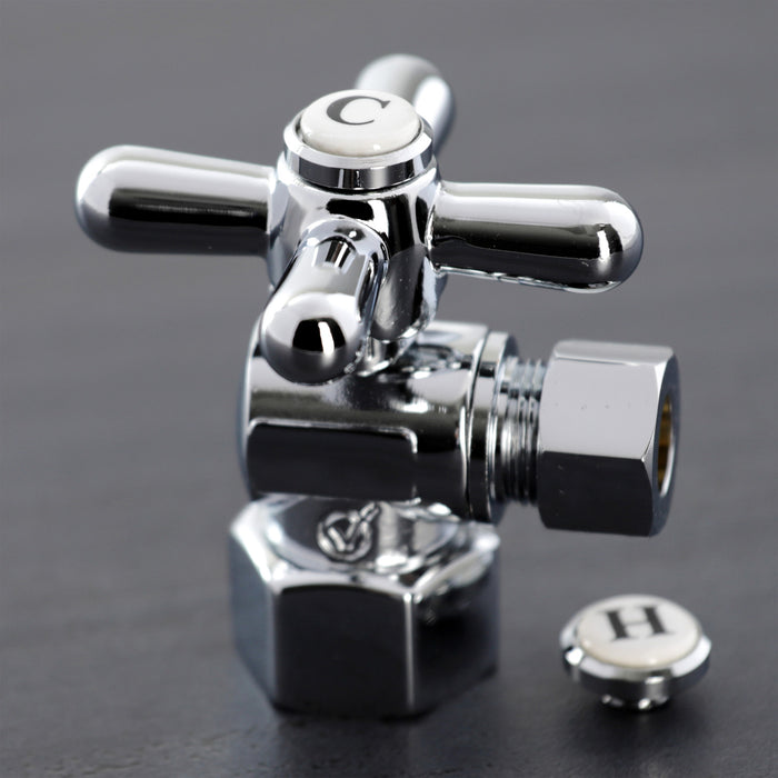 Kingston Heirloom CC43101X - Vintage 1/2-Inch FIP x 3/8-Inch O.D. Comp Quarter-Turn Angle Shut-Off Valve, Polished Chrome