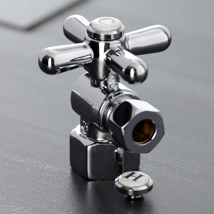 Kingston Heirloom CC43101X - Vintage 1/2-Inch FIP x 3/8-Inch O.D. Comp Quarter-Turn Angle Shut-Off Valve, Polished Chrome