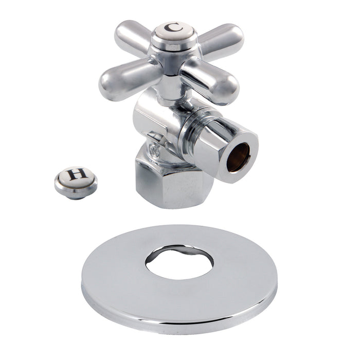 Kingston Heirloom CC43101XK - Vintage 1/2-Inch FIP x 3/8-Inch O.D. Comp Quarter-Turn Angle Shut-Off Valve with Flange, Polished Chrome