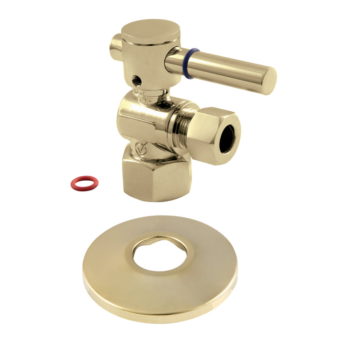 Kingston Sona CC43102DLK - Concord 1/2-Inch FIP x 3/8-Inch O.D. Comp Quarter-Turn Angle Shut-Off Valve with Flange, Polished Brass