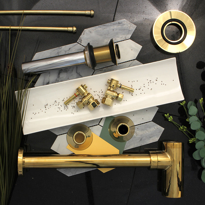 Kingston Sona CC43102DLVKB30 - Trimscape Modern Plumbing Sink Trim Kit with Bottle Trap and Drain, Polished Brass