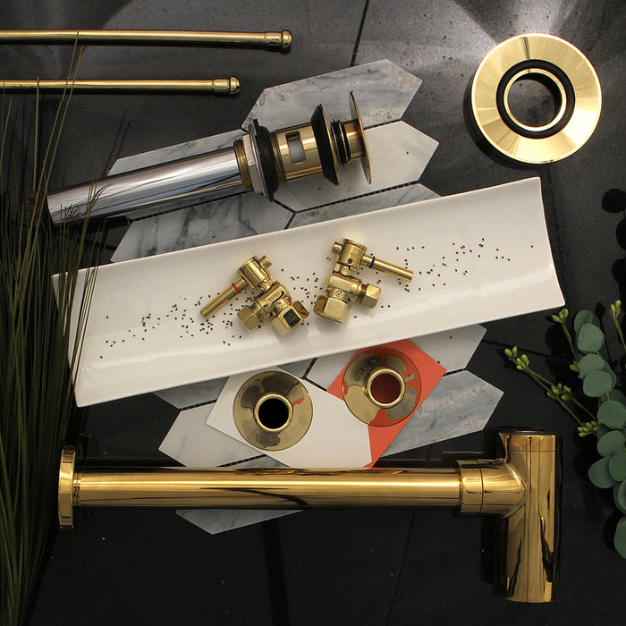Kingston Sona CC43102DLVOKB30 - Trimscape Modern Plumbing Sink Trim Kit with Bottle Trap and Overflow Drain, Polished Brass