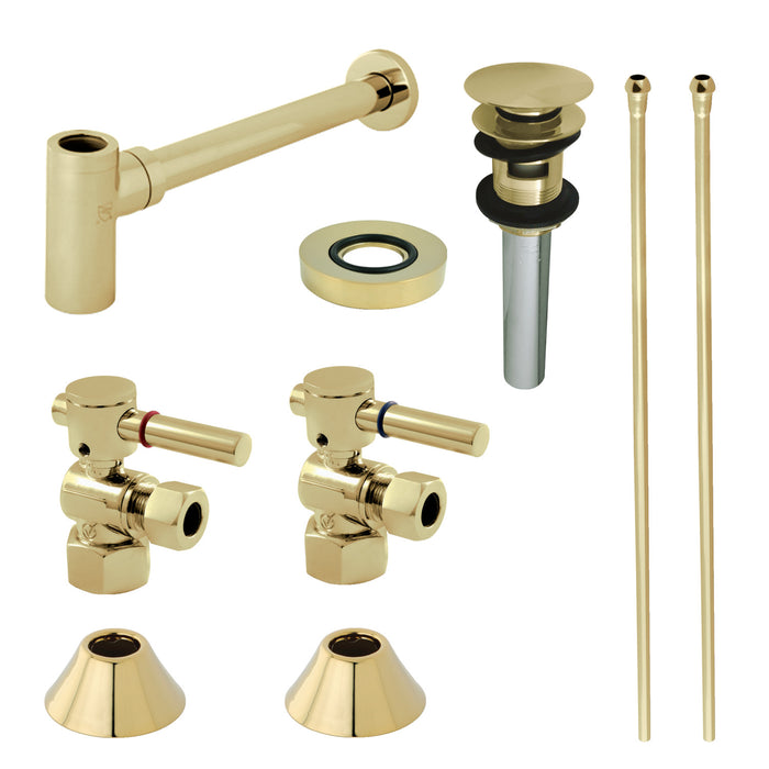 Kingston Sona CC43102DLVOKB30 - Trimscape Modern Plumbing Sink Trim Kit with Bottle Trap and Overflow Drain, Polished Brass