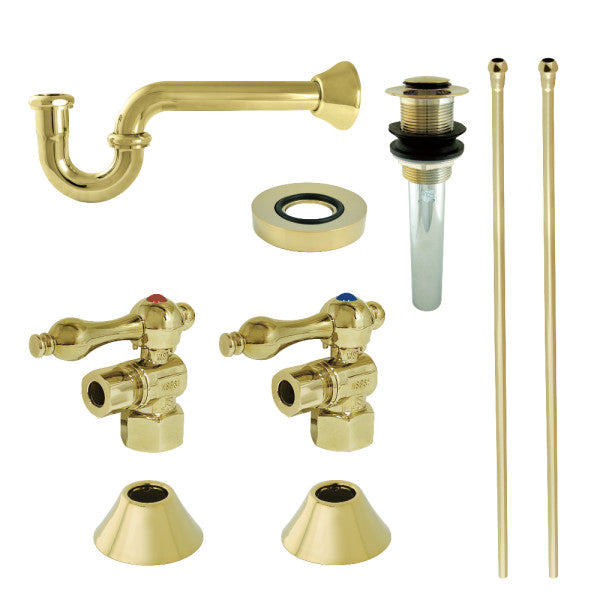 Kingston Heirloom CC43102VKB30 - Trimscape Traditional Plumbing Sink Trim Kit with P-Trap and Drain, Polished Brass