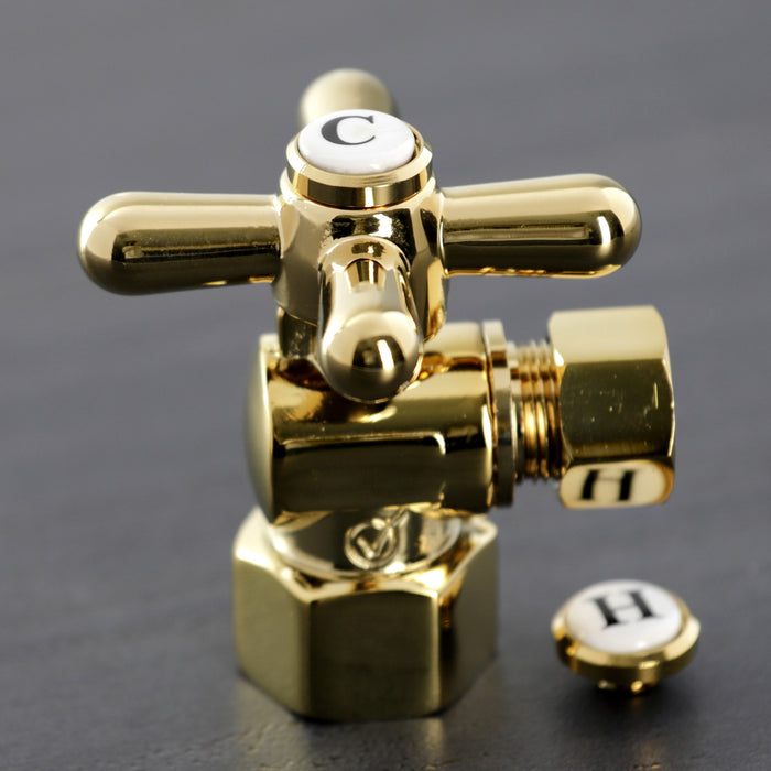 Kingston Heirloom CC43102X - Vintage 1/2-Inch FIP x 3/8-Inch O.D. Comp Quarter-Turn Angle Shut-Off Valve, Polished Brass