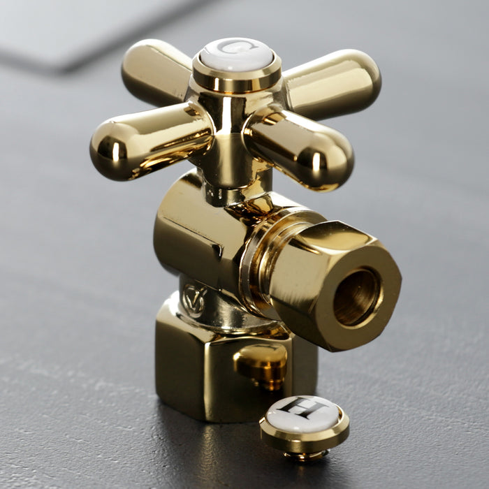 Kingston Heirloom CC43102X - Vintage 1/2-Inch FIP x 3/8-Inch O.D. Comp Quarter-Turn Angle Shut-Off Valve, Polished Brass
