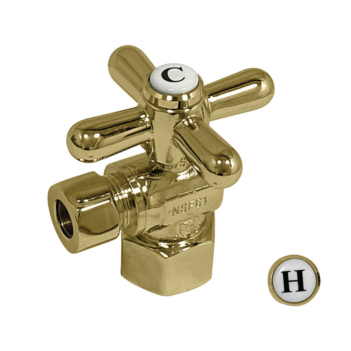 Kingston Heirloom CC43102X - Vintage 1/2-Inch FIP x 3/8-Inch O.D. Comp Quarter-Turn Angle Shut-Off Valve, Polished Brass