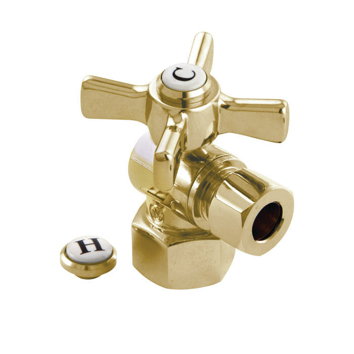 Kingston Tulare CC43102ZX - Millennium 1/2-Inch FIP x 3/8-Inch O.D. Comp Quarter-Turn Angle Shut-Off Valve, Polished Brass