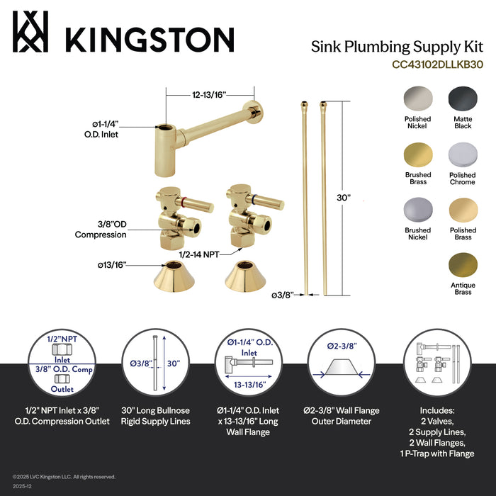 Trimscape CC43103DLLKB30 Modern Plumbing Sink Trim Kit with Bottle Trap, Antique Brass