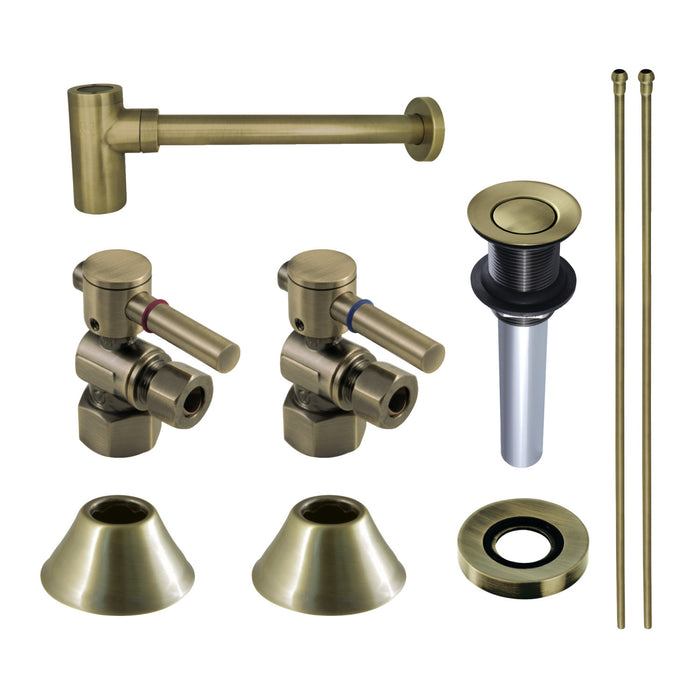 Kingston Sona CC43103DLVKB30 - Trimscape Modern Plumbing Sink Trim Kit with Bottle Trap and Drain, Antique Brass
