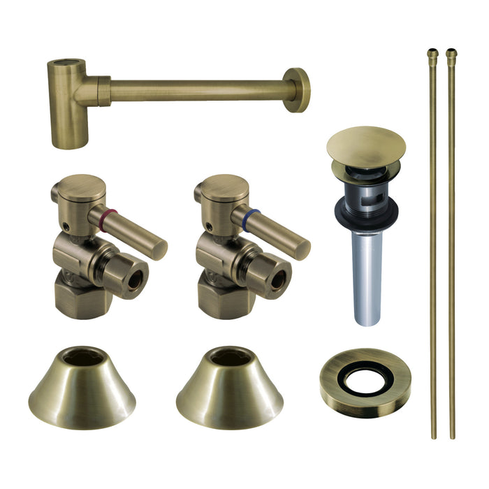 Trimscape CC43103DLVOKB30 Modern Plumbing Sink Trim Kit with Bottle Trap and Overflow Drain, Antique Brass