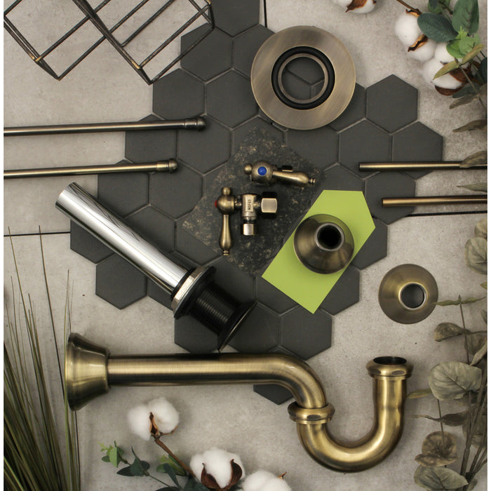 Kingston Heirloom CC43103VKB30 - Trimscape Traditional Plumbing Sink Trim Kit with P-Trap and Drain, Antique Brass