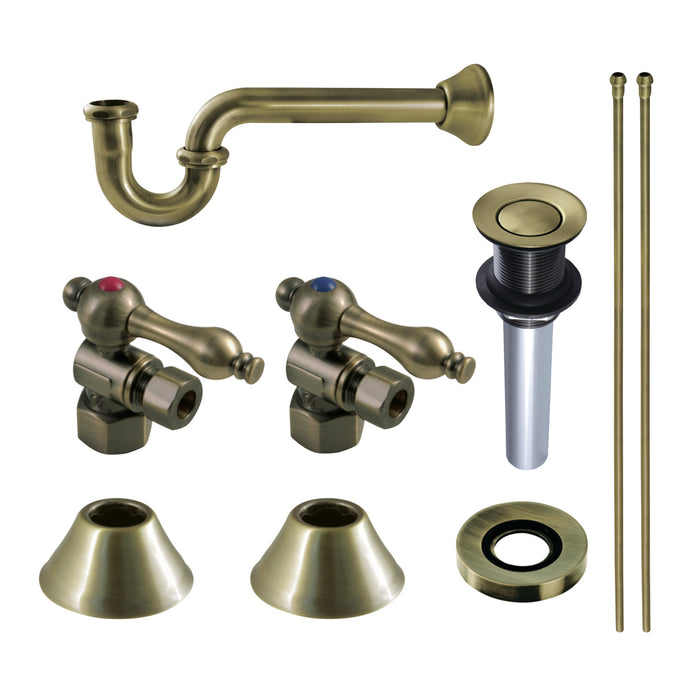 Kingston Heirloom CC43103VKB30 - Trimscape Traditional Plumbing Sink Trim Kit with P-Trap and Drain, Antique Brass