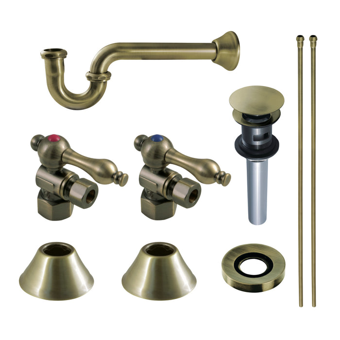 Kingston Heirloom CC43103VOKB30 - Trimscape Traditional Plumbing Sink Trim Kit with P-Trap and Overflow Drain, Antique Brass