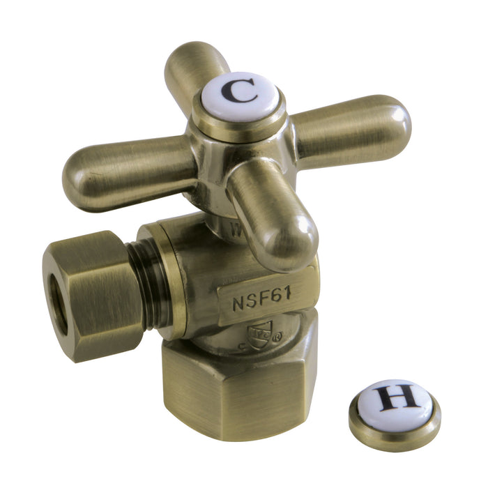 Kingston Heirloom CC43103X - Vintage 1/2-Inch FIP x 3/8-Inch O.D. Comp Quarter-Turn Angle Shut-Off Valve, Antique Brass