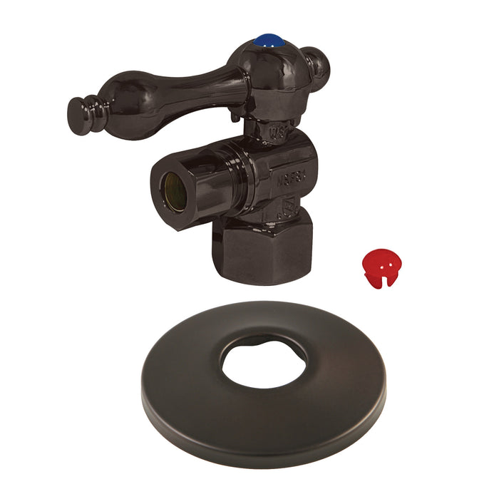 Kingston Heirloom CC43105K - Vintage 1/2-Inch FIP x 3/8-Inch O.D. Comp Quarter-Turn Angle Shut-Off Valve with Flange, Oil Rubbed Bronze