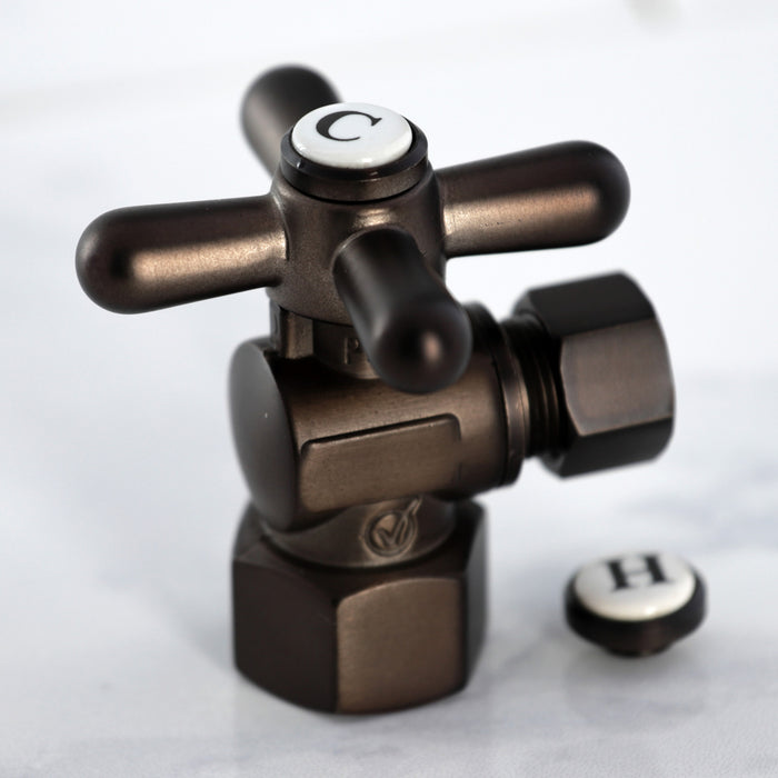 Kingston Heirloom CC43105X - Vintage 1/2-Inch FIP x 3/8-Inch O.D. Comp Quarter-Turn Angle Shut-Off Valve, Oil Rubbed Bronze