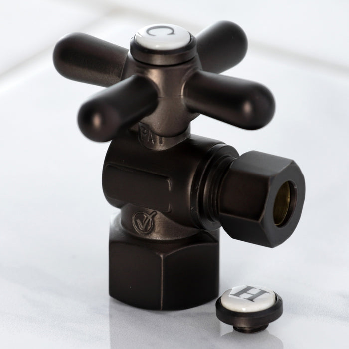 Kingston Heirloom CC43105X - Vintage 1/2-Inch FIP x 3/8-Inch O.D. Comp Quarter-Turn Angle Shut-Off Valve, Oil Rubbed Bronze