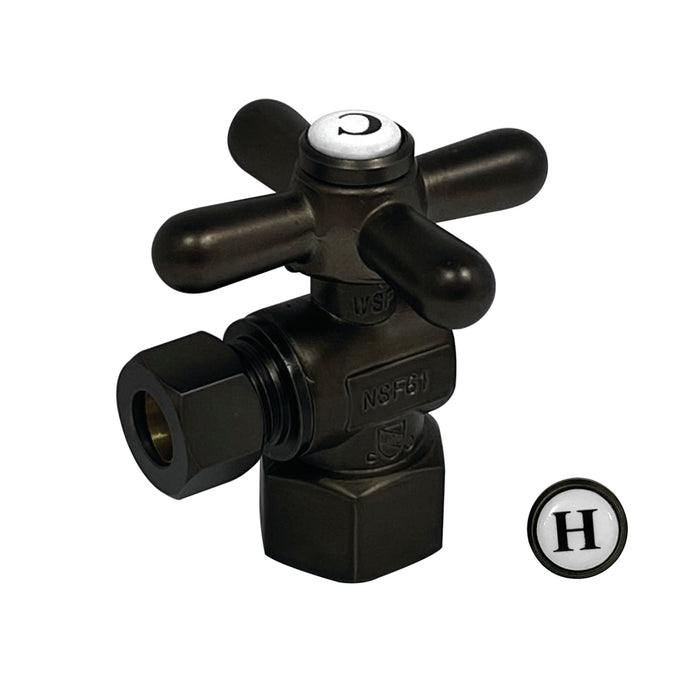 Kingston Heirloom CC43105X - Vintage 1/2-Inch FIP x 3/8-Inch O.D. Comp Quarter-Turn Angle Shut-Off Valve, Oil Rubbed Bronze
