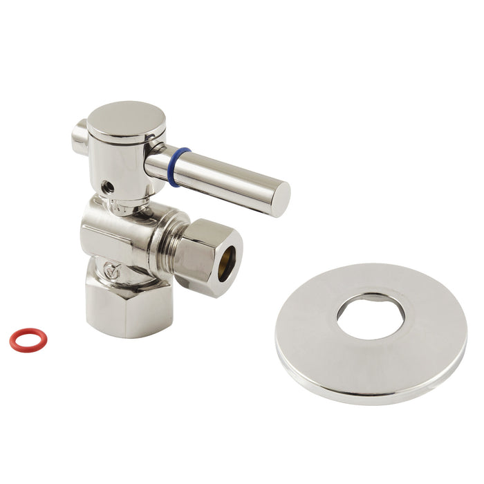 Kingston Sona CC43106DLK - Concord 1/2-Inch FIP x 3/8-Inch O.D. Comp Quarter-Turn Angle Shut-Off Valve with Flange, Polished Nickel