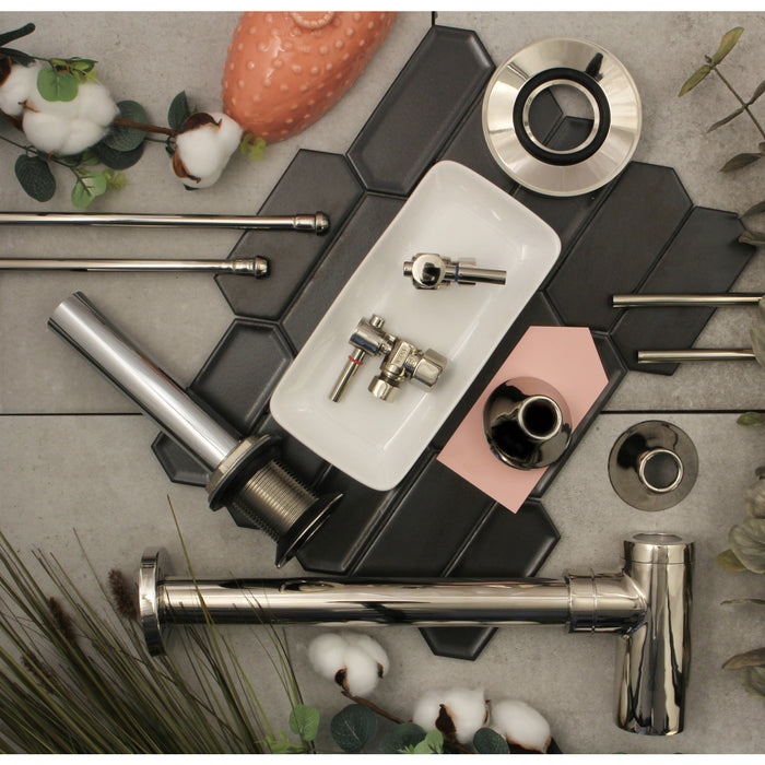 Kingston Sona CC43106DLVKB30 - Trimscape Modern Plumbing Sink Trim Kit with Bottle Trap and Drain, Polished Nickel